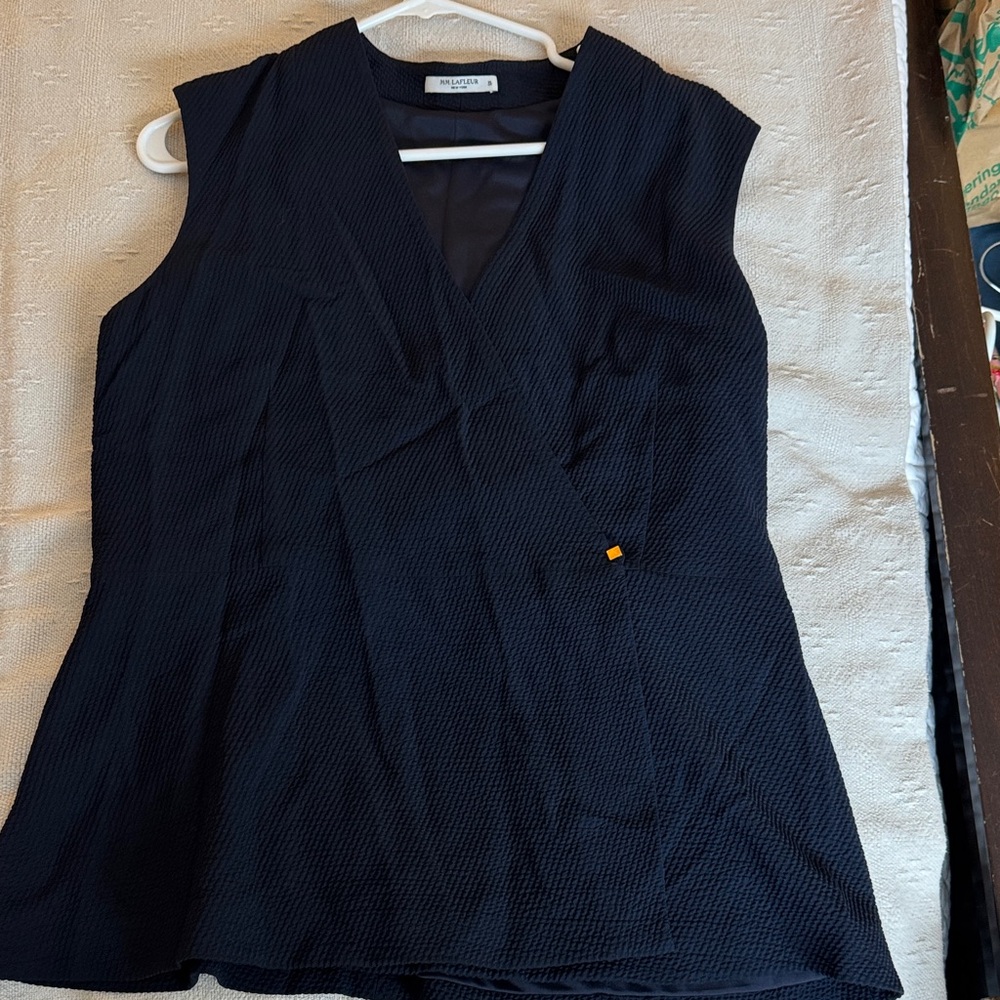 MM Lafleur Navy Textured V-Neck Wrap Style Vest